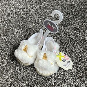 First Steps by Stepping Stones Infant Girls' Unicorn Furry Slippers Sz 3
